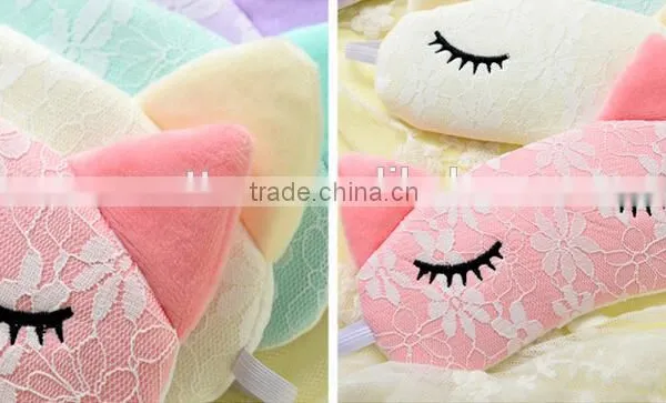 Korea Style Cute Lace Cat Shape High Quality Soft Patch Sleeping Travel Blindfold Shade Cover Eye Mask photo-4