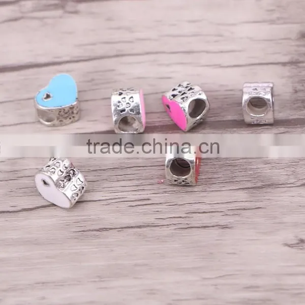5.0mm Hole Spacer Beads Red European Heart Shaped Big Hole Charm Beads For Bracelet & Necklace Making photo-2