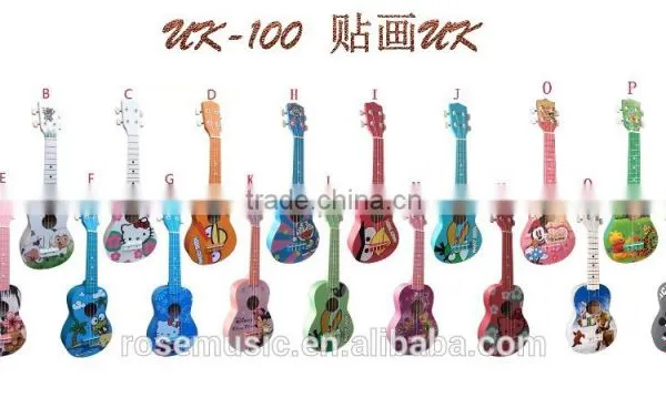 China Facotory 21 Inch Colourful Ukulele Wholesale (UK-100) Cartoon Ukulele Guitars China Made Guitars photo-5