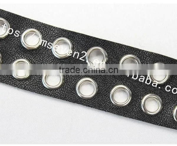 High Quality 3.3cm Width Black Leather Eyelet Trims for Shoes Wholesale photo-5