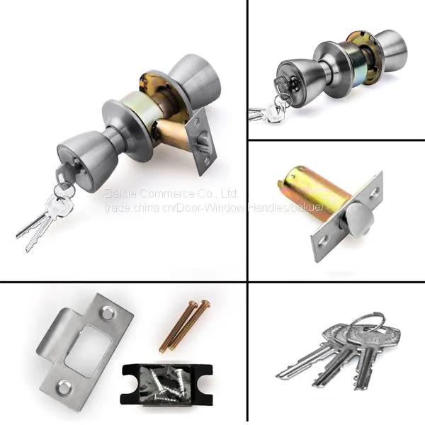 Ручка двери и шариковый замок Door Hardware Ss201 из сатинового никеля для обеспечения конфиденциальности