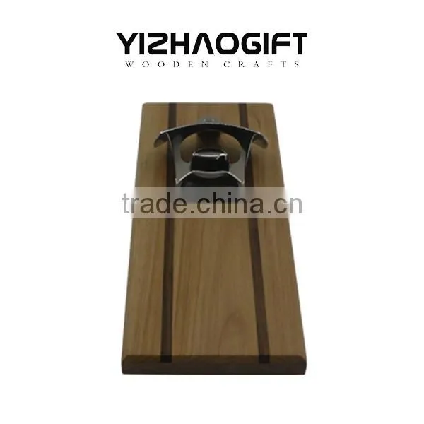 Wood Wall Plaque Beer Bottle Opener With Magnetic Cap Catcher photo-2