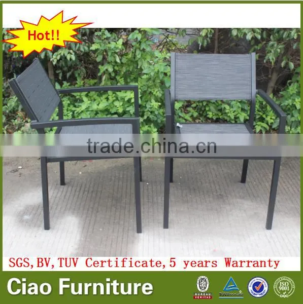 Outdoor Fabric Resturant Chair Patio Dining Arm Chair Stackable Chair photo-3