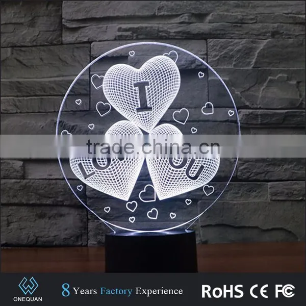 New Arrivals 2017 Valentine Items 3d Led Night Light Gifts for Couples photo-4