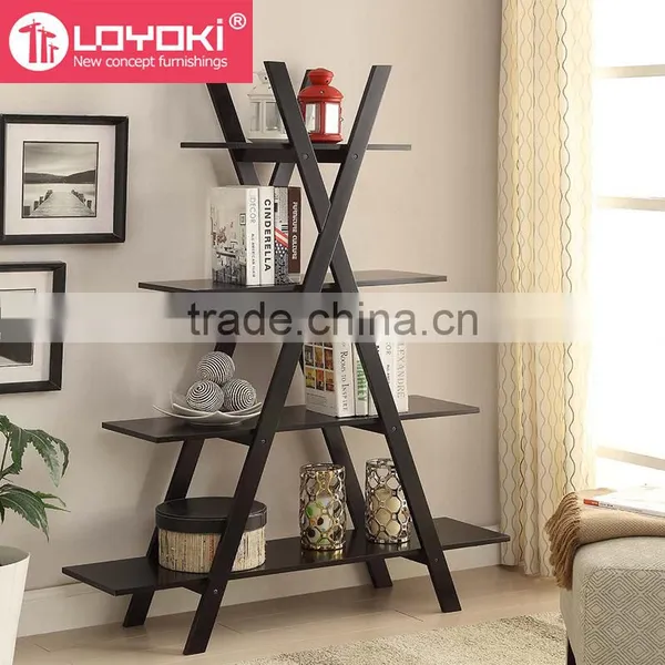 Hot Sale Wood 4 Tier Ladder Bookshelf High Quality Home Furniture Wood Book Display Storage Shelf photo-2