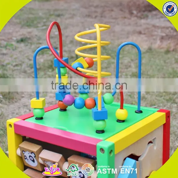 2017 Wholesale Multi-function Toddlers Wooden Bead Activity Table New Design Funny Kids Wooden Bead Activity Table W11B137 photo-3