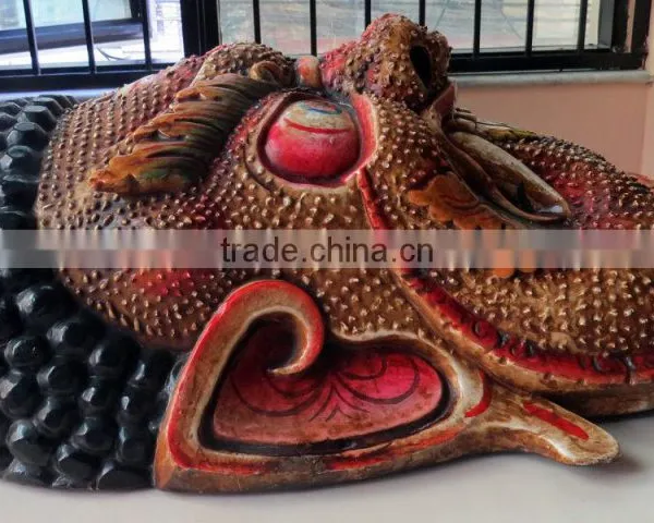 Hand Crafted Wooden Mask of Demon Wall Hanging Made In Nepal photo-2