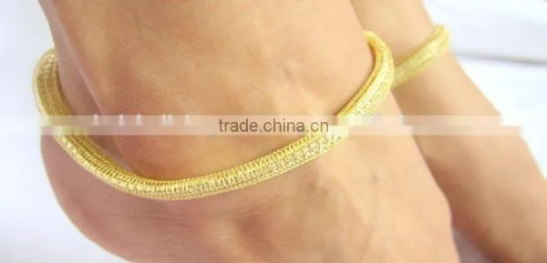 OLD TONE CHAIN Filled With Crystal Delicate PAYAL Anklets Pair photo-2