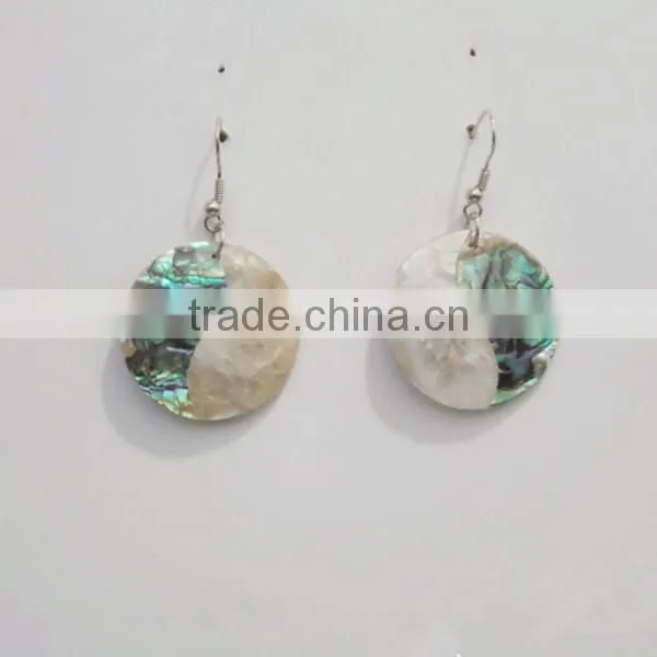 Mix Natural Abalone Shell Hoop Earrings Coconut Mosaic Earrings Round Hollow Paua Shell Earrings photo-6