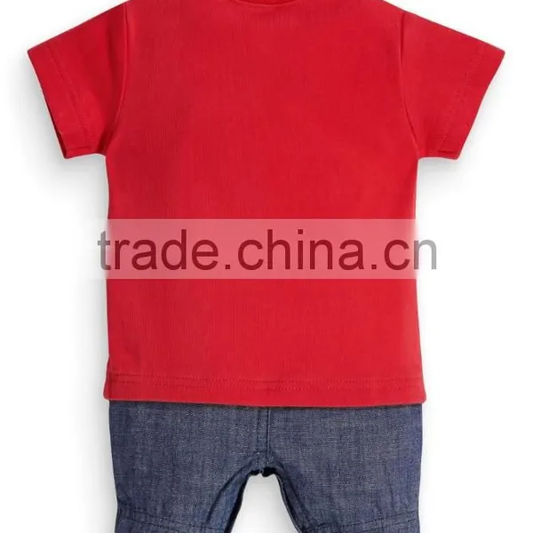 2015 Newest Arrival Short Sleeve Red Baby Toddler Clothes Printed Cartoon Dog Baby Clothing photo-2