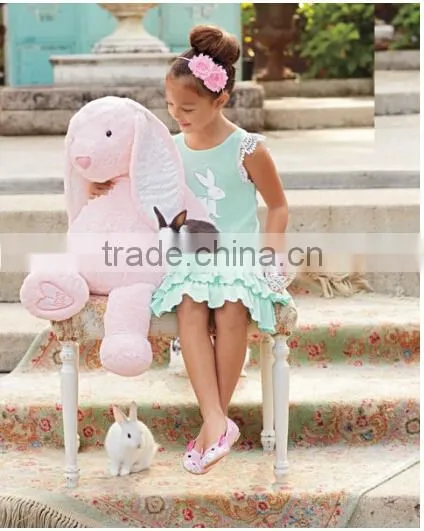 2017 Spring New Arrive Easter Bunny Dress Baby Girls Knitted Cotton Rabbit Appliqued Lace Dress photo-2
