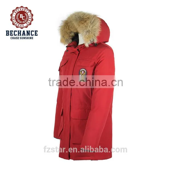 OEM Women's Warm Long Down Jacket With Real Wolf Fur photo-2