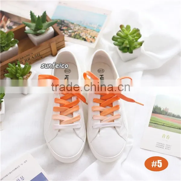 8mm Flat Tie Dry Laces~In Stock Gradient Rainbow Color Shoelaces~Polyester Printing Laces For Sneakers~Amazon Suppliers photo-5