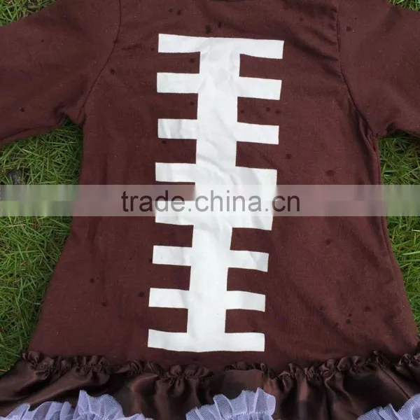 Football Dress New Design Ruffle Dress Clothes 100%cotton Cute Children's Kids Clothes With Matching Necklace and Headband photo-4