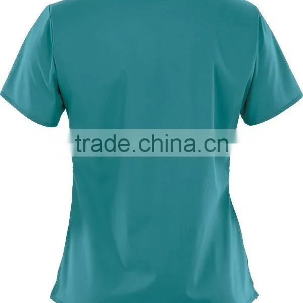 Women's Solid V-Neck Poly Cotton Popline Medical Top photo-2