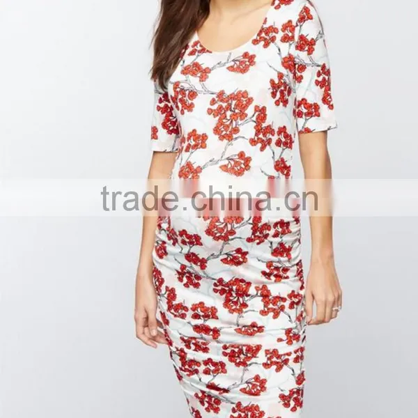 Office Maternity Clothing Womens Floral Print Dresses photo-2