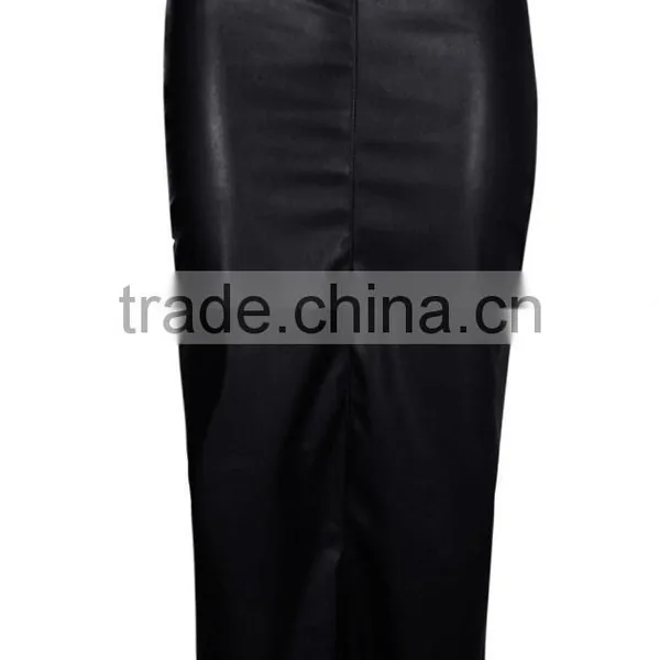 Latest OEM Service Leather Look Women Midi Skirt,fashion Lady Skirt 2016 photo-4