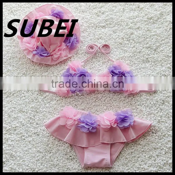 2016 New Korean Children Swimwear Girls Swimwear Bikini Swimsuit Baby Baby With a Waterproof Cap photo-4