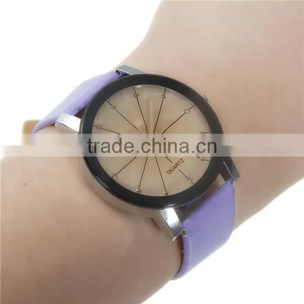 New Fashion Leatheroid Adjustable Wrist Watches Round Purple Battery Included 24.2cm Long photo-3