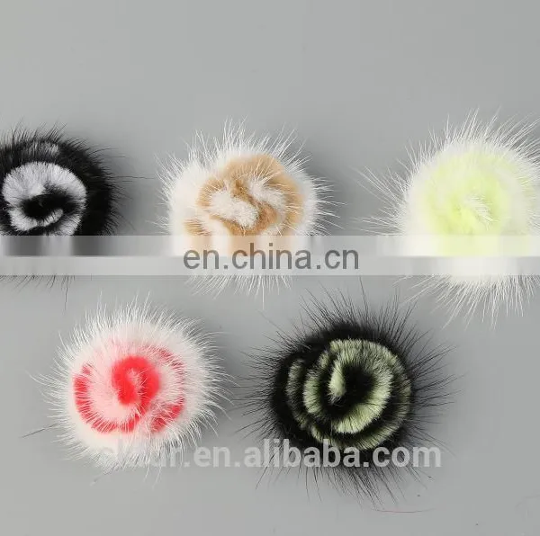 Factory Wholesale Handmade Colorful Mink or Fox Fur Flowers