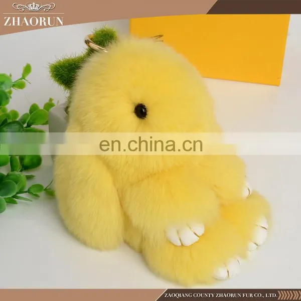 Colored Rabbit Shape Chain Custom Keychain Soft Rabbit Fur Ball Key Chain photo-2