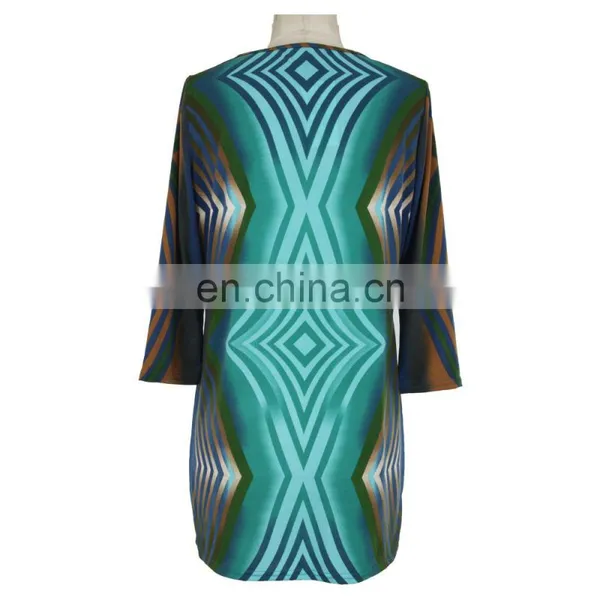 Stretch Print Polyester Old Women Tunic Dress Guangzhou ODM photo-4