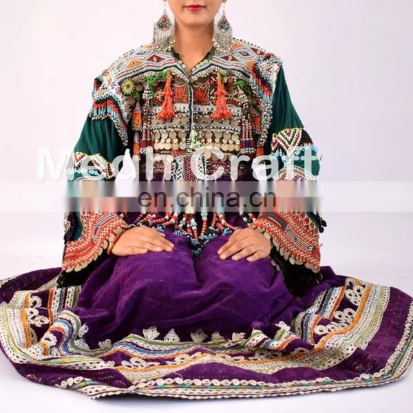 Afghan Traditional Belly Dance Costume Dress - Tribal Handmade Kuchi Dress-afghanistan Kuchi Ethnic Purple Tribal Dress photo-2