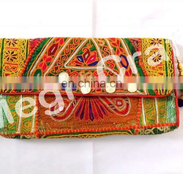 Wholesale Bohemian Banjara Ethnic Handbag- Vintage Clutch Bag-Afghan Clutch Bag- Hand Embroidery Coin Clutch Purse photo-5
