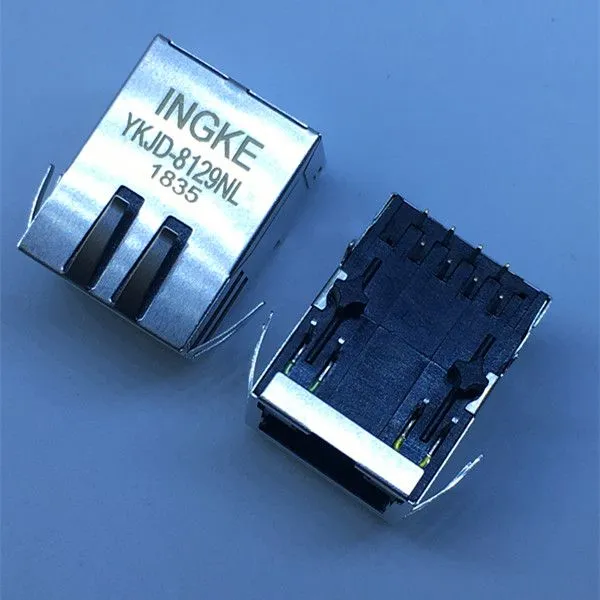 ARJC02-111008B YKJD-8129NL 1 Port 100 Base-T Through Hole Tab Down RJ45Network Port Connector