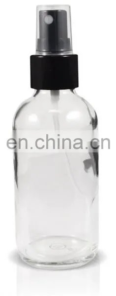 1 oz Clear Boston Round Glass Bottle With Black Fine Mist Spray photo-3