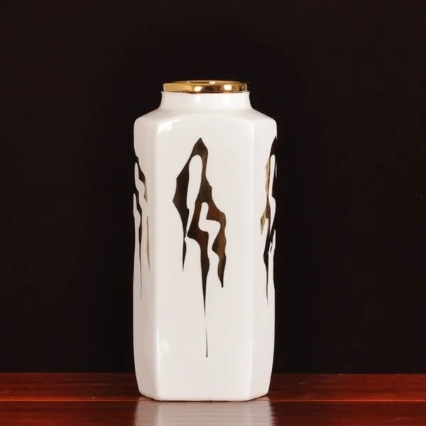 Nordic Modern Simple Creative Electroplate White Black Jingdezhen Ceramic Vase For Shopping Mall photo-3