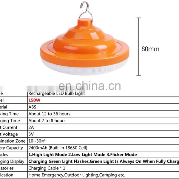 Night Market Lighting Lamp Wireless Emergency Light T Shape USB Rechargeable Led Lighting Bulb photo-2