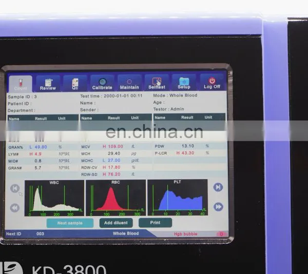 23 Parameters Hematology Analyzer 3 Differential Cell Blood Counter KD3800 photo-3