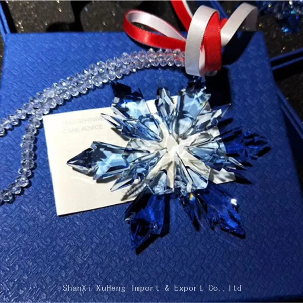 High Quality Crystal Snowflake Pendant Car Hanging Crystal Glass Ornament With Gift Box photo-3