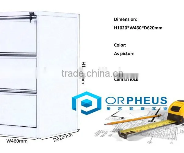 Office Furniture White Color Metal 3 Drawer Vertical Filing Cabinets photo-4