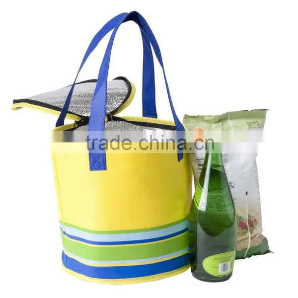 Large Round Reusable Insulated Picnic Cooler Shopping Bag photo-2