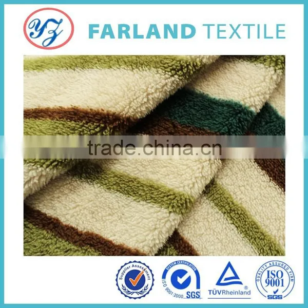 Printed Stripes Sherpa Fleece Fabric for Winter Blanket ,ugg Boots Upholstery Velvet Fabric photo-3