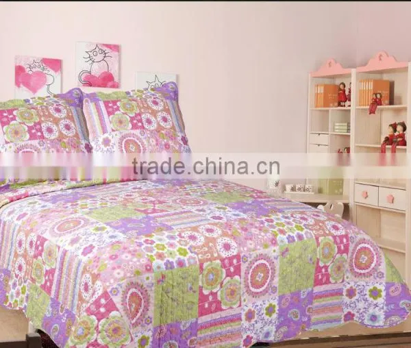 Cartoon Printed Bed Sheets 3pcs Bedspread Kids 100% Cotton Chirldren Quilts photo-2