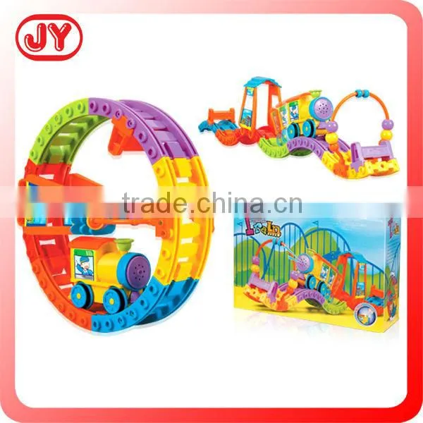 Intelligence plastic train building bricks puzzle toy for children