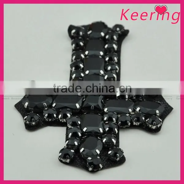 Fashion Handmade Embroidered Black Stone Beaded Appliques Wholesale WPH-1826 photo-2