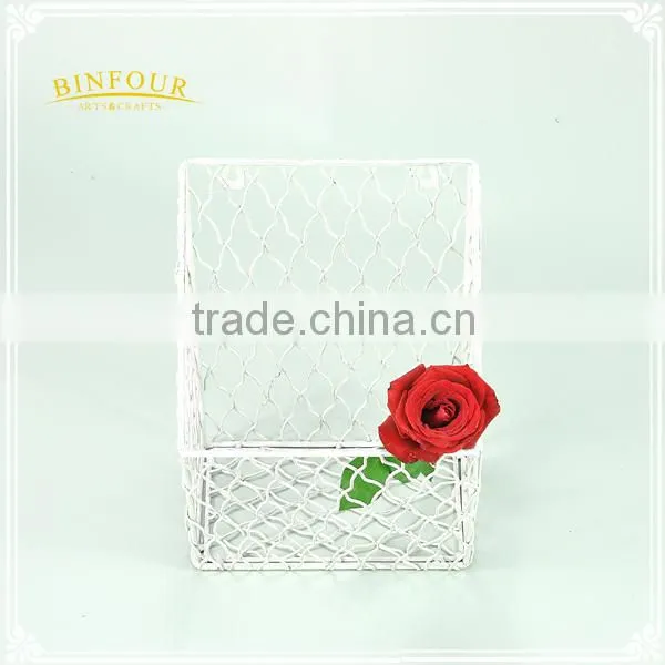 Metal White Wire Basket Stand Display Rack for Table photo-5