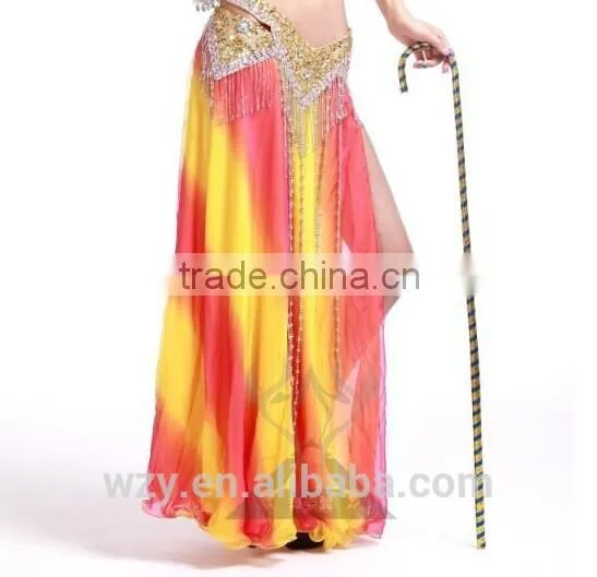 Two Layers Chiffon Colorful Silt Dress Long Sexy Belly Dance Skirt for Belly Dancer photo-3