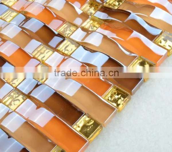 GT002 Red Glass Floor Rose Pattern Bamboo Mosaic photo-2
