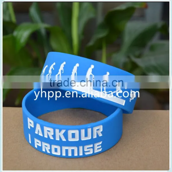 Custom Design Parkour I Promised Silicone Wristband Bracelets for Sport Adult Size 1" Wide photo-3