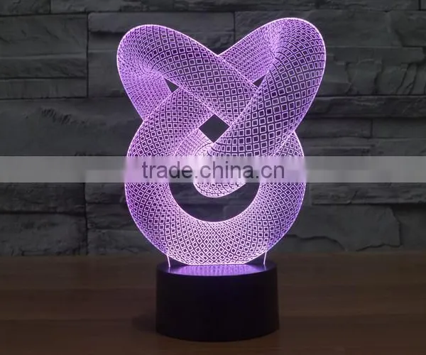 Mosunx Busines Night Light Optical 3D Chain Link Lighting Laser Cut Desk Lamp With USB Port LED for Children photo-4