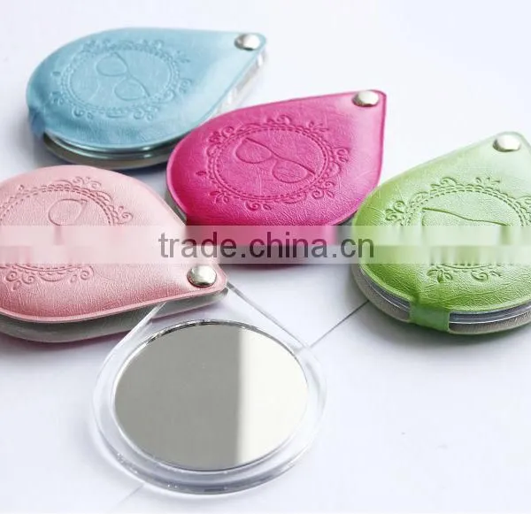 2015 Newly Glasses Embossed Leather Hand Mirror for Wholesale,ME301-A