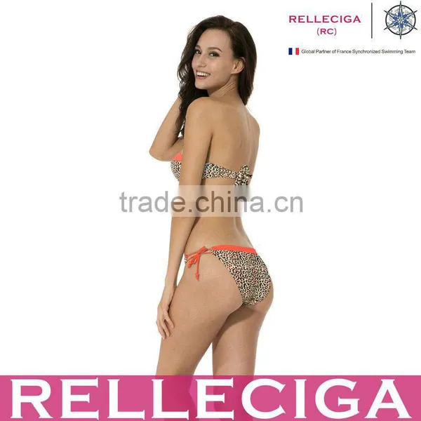 RELLECIGA 2016 Leopard Bandeau Bikini Swimsuit with Shinning Rhinestones