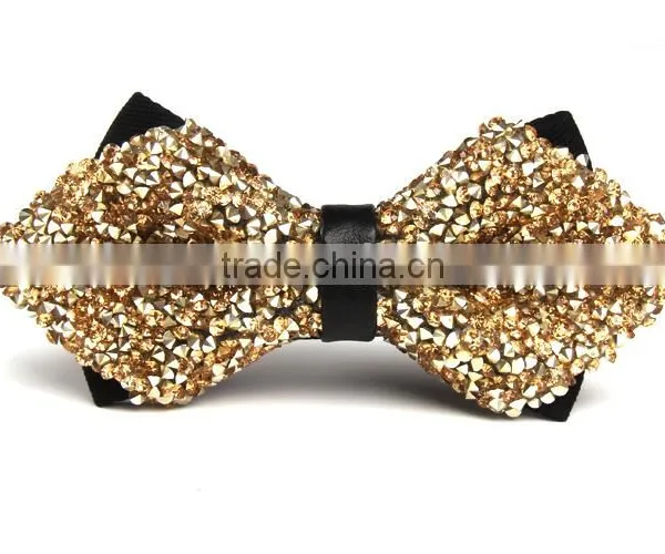 Men Fashion Crystal Bead Shinny Wedding Party Pre Tied Bow Tie Bowtie photo-2