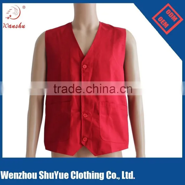 2015 Red Color Man Sleeveless Cheap Safety Vest, Work Vest