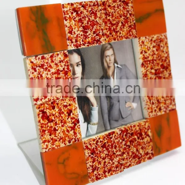 Hand Made Tiles Ftd. Orange Theme Designer Photo Frame - Photo 4" x 4" ( Opening : 2" x 2")